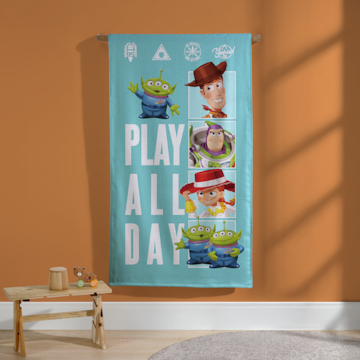 Toalha de Banho Infantil Dohler Toy Story Play All Day Aveludada 100% Algodão - Gramatura: 320g/m²