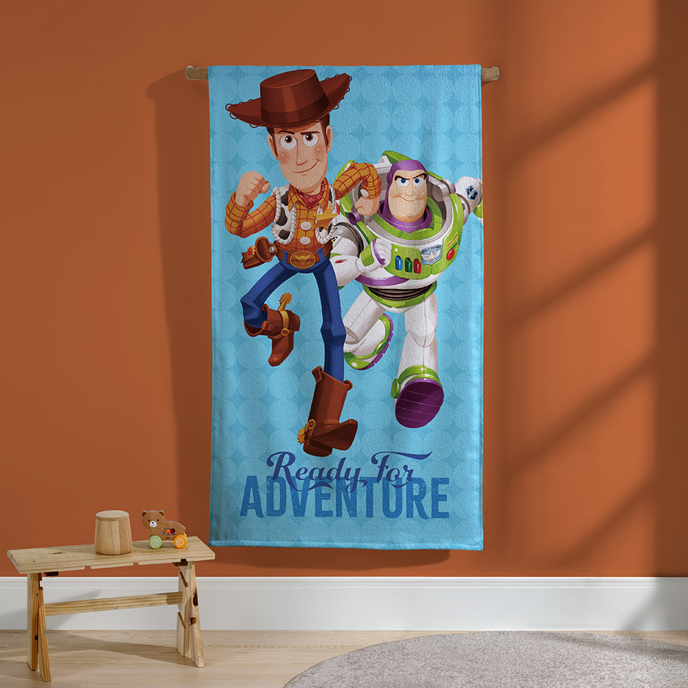Toalha de Banho Infantil Dohler Toy Story Ready for Adventure Aveludada 100% Algodão - Gramatura: 320g/m²