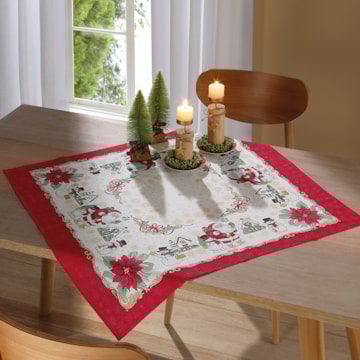 Toalha de Chá / Centro de Mesa Dohler Athenas Natal Amigos do Noel 78cm x 78cm
