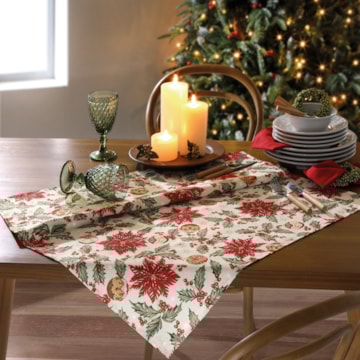 Toalha de Chá / Centro de Mesa Dohler Celebra Flores de Natal com Efeito Brilho 78cm x 78cm