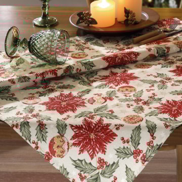 Toalha de Chá / Centro de Mesa Dohler Celebra Flores de Natal com Efeito Brilho 78cm x 78cm