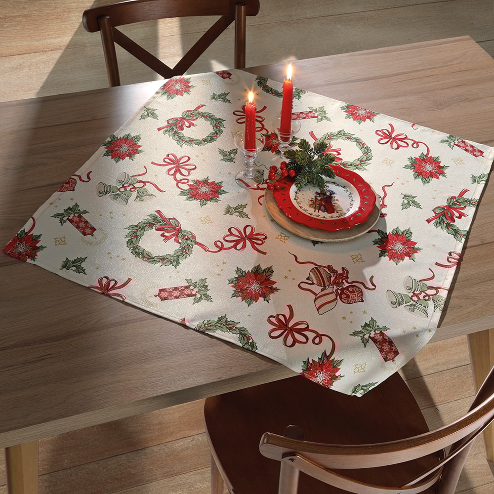 Toalha de Chá / Centro de Mesa Dohler Celebra Guirlandas de Natal com Efeito Brilho 78cm x 78cm