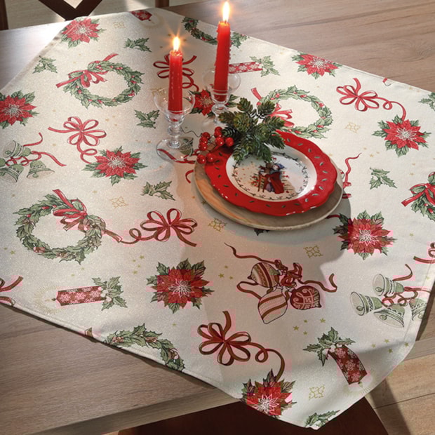 Toalha de Chá / Centro de Mesa Dohler Celebra Guirlandas de Natal com Efeito Brilho 78cm x 78cm