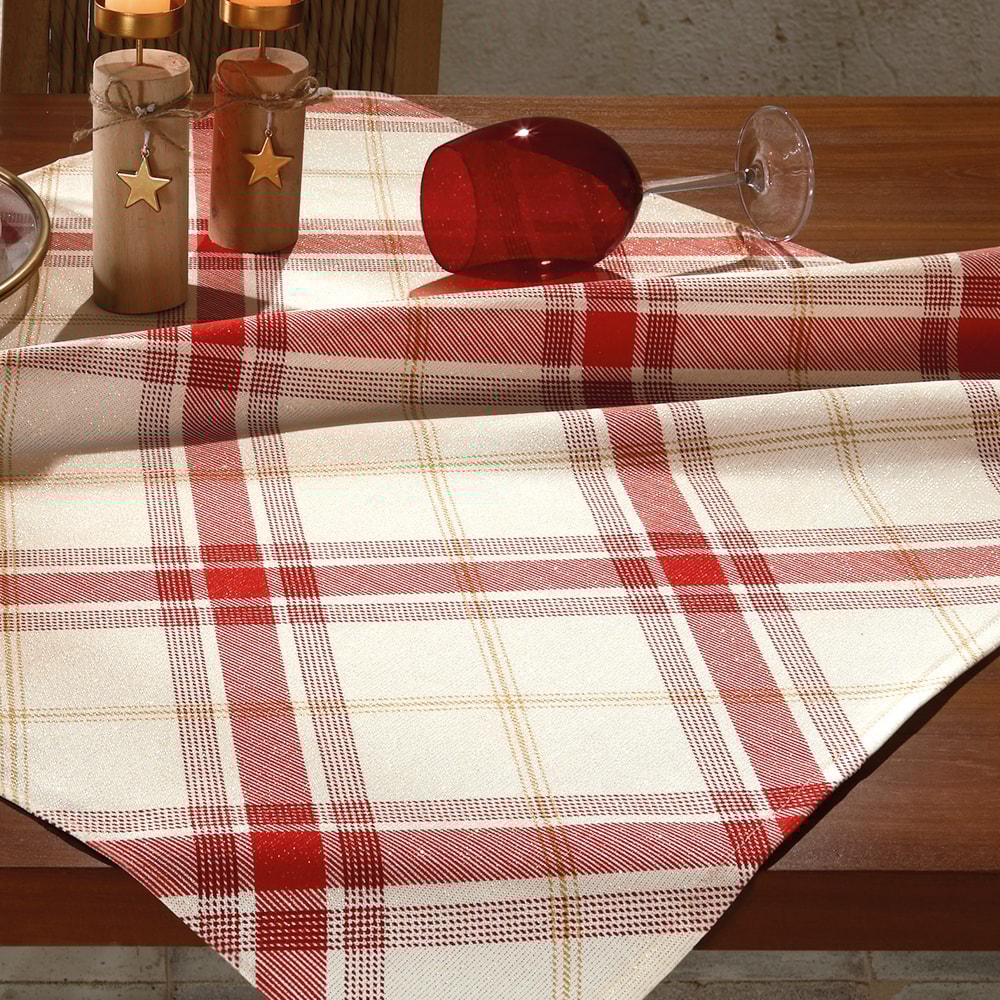 Toalha de Chá / Centro de Mesa Dohler Celebra Natal Xadrez 78cm x 78cm