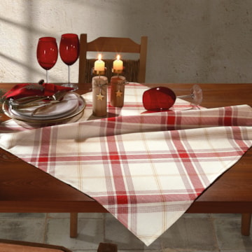Toalha de Chá / Centro de Mesa Dohler Celebra Natal Xadrez com Brilho 78cm x 78cm