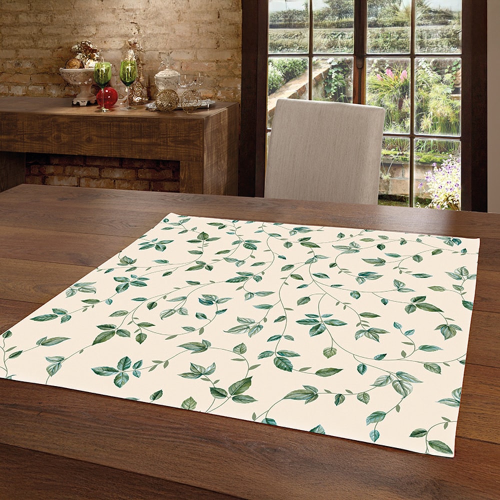 Toalha de Chá / Centro de Mesa Dohler Clean Athenas Botânica Folhas 78cm x 78cm