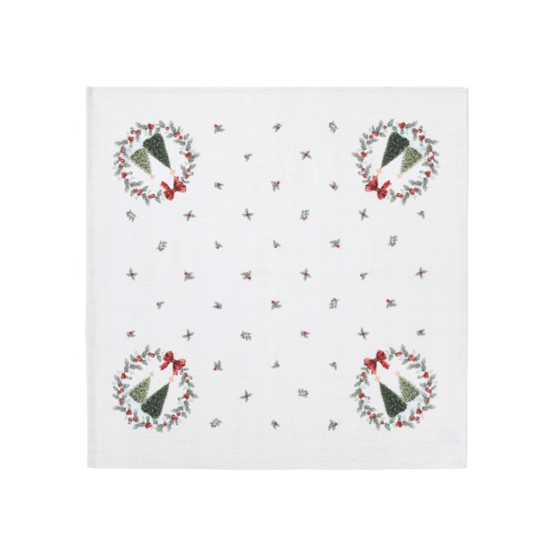 Toalha de Chá / Centro de Mesa Dohler Clean Estampado Digital Bosque de Natal 78cm x 78cm