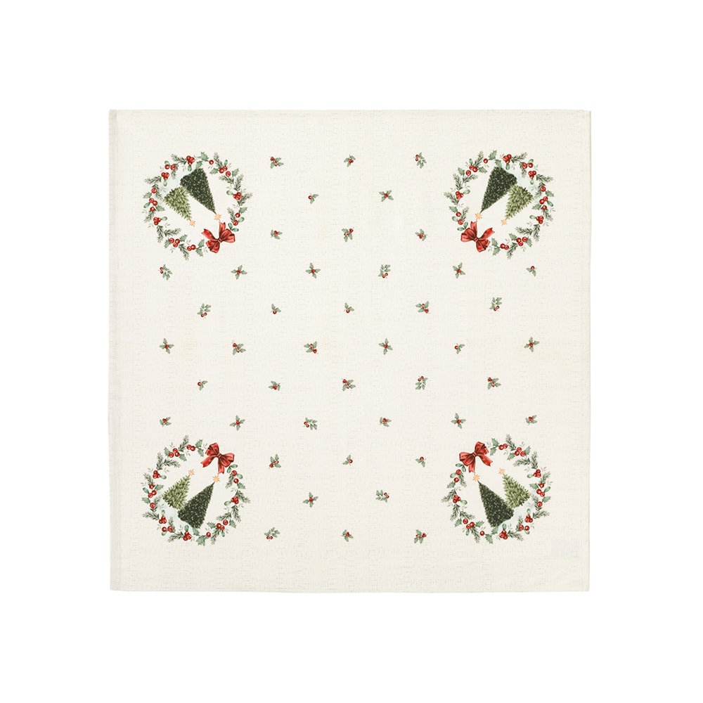Toalha de Chá / Centro de Mesa Dohler Clean Estampado Digital Bosque de Natal 78cm x 78cm
