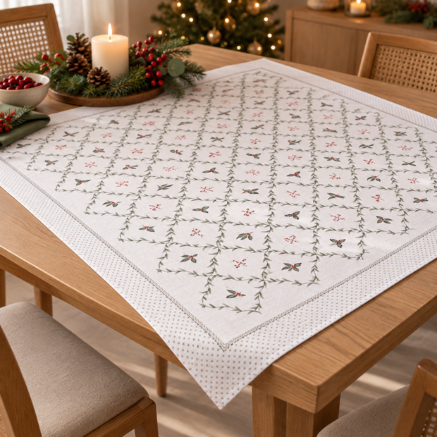 Toalha de Chá / Centro de Mesa Dohler Clean Estampado Digital Trama Natalina 78cm x 78cm