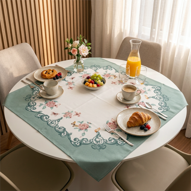 Toalha de Chá / Centro de Mesa Dohler Clean Renova Estampado Digital Borboletas 78cm x 78cm