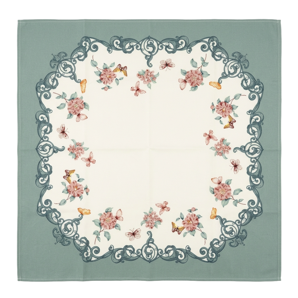 Toalha de Chá / Centro de Mesa Dohler Clean Renova Estampado Digital Borboletas 78cm x 78cm