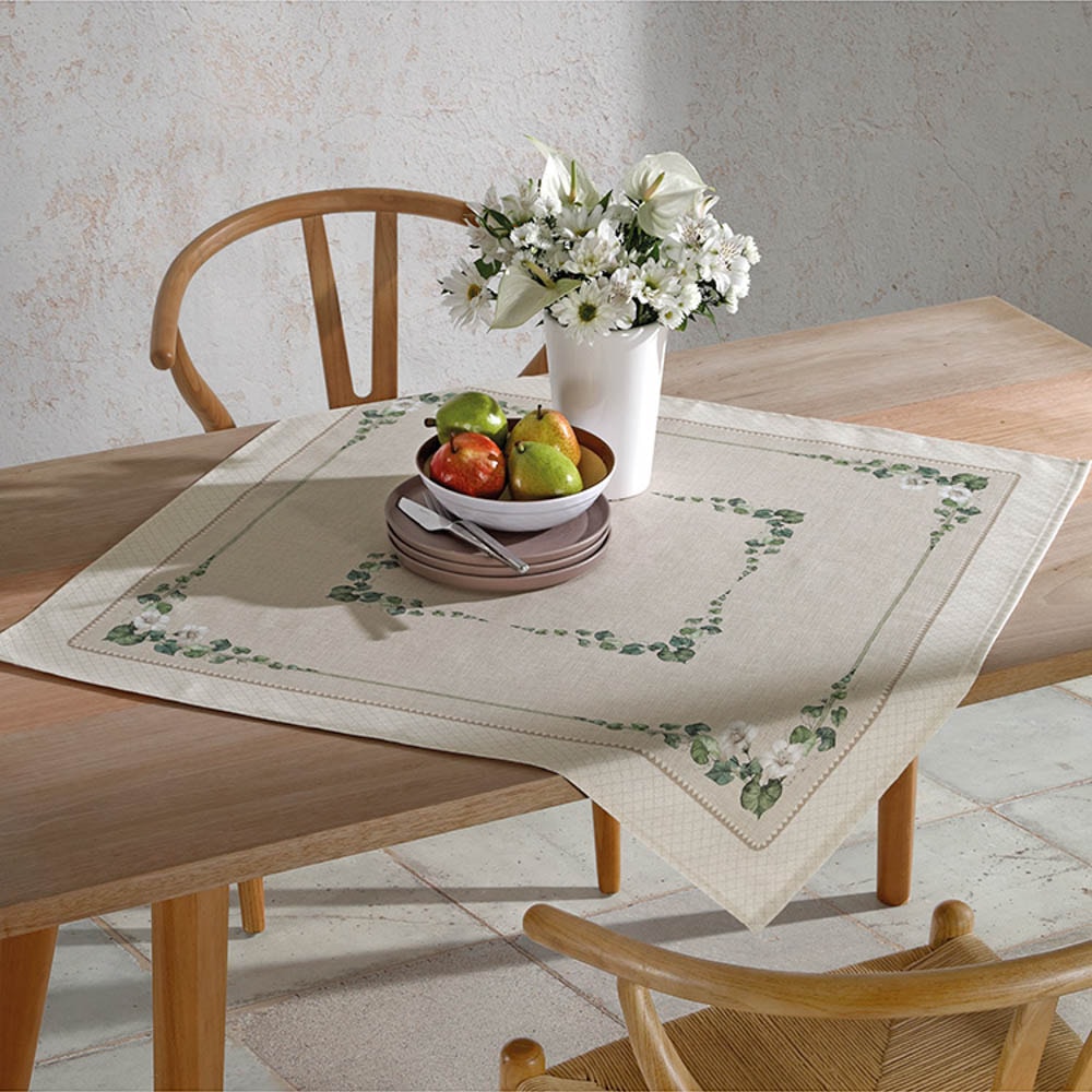 Toalha de Chá / Centro de Mesa Dohler Clean Renova Estampado Digital Botânica Flores 78cm x 78cm