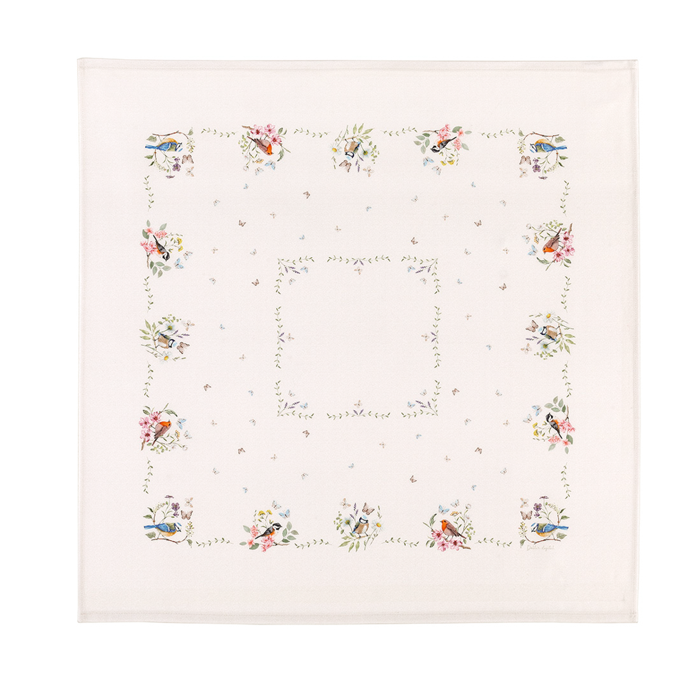 Toalha de Chá / Centro de Mesa Dohler Clean Renova Estampado Digital Jardim Off White 78cm x 78cm