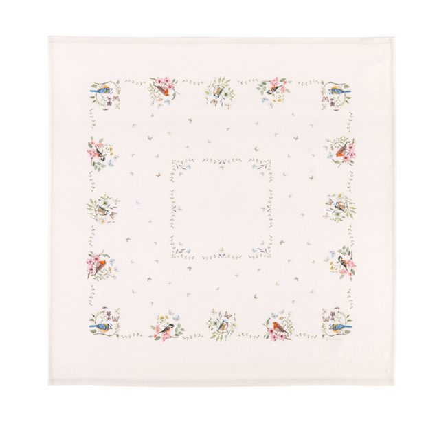 Toalha de Chá / Centro de Mesa Dohler Clean Renova Estampado Digital Jardim Off White 78cm x 78cm