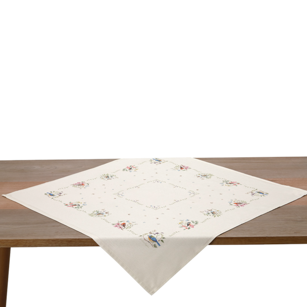 Toalha de Chá / Centro de Mesa Dohler Clean Renova Estampado Digital Jardim Off White 78cm x 78cm