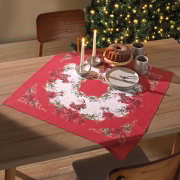 Toalha de Chá / Centro de Mesa Dohler Clean Renova Estampado Digital Natal com Noel 78cm x 78cm