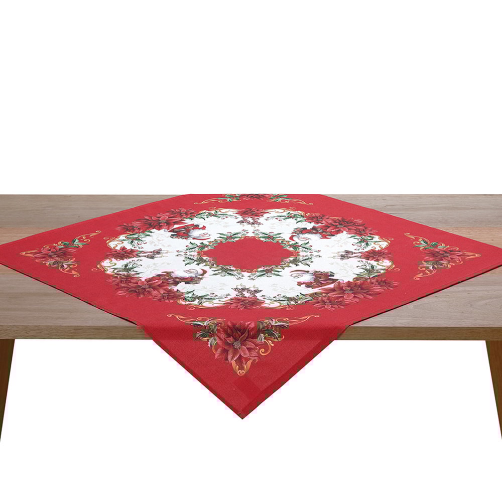 Toalha de Chá / Centro de Mesa Dohler Clean Renova Estampado Digital Natal com Noel 78cm x 78cm