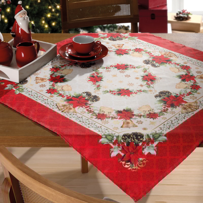 Toalha De Chá / Centro De Mesa Dohler Clean Sinos Natalinos 78cm X 78c