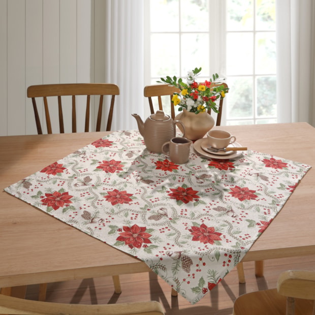 Toalha de Chá / Centro de Mesa Dohler Jardim de Natal com Efeito Brilho 78cm x 78cm