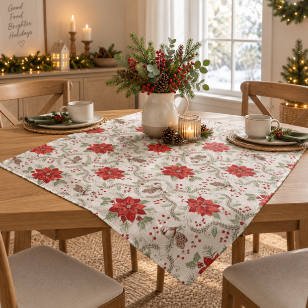 Toalha de Chá / Centro de Mesa Dohler Jardim de Natal com Efeito Brilho 78cm x 78cm