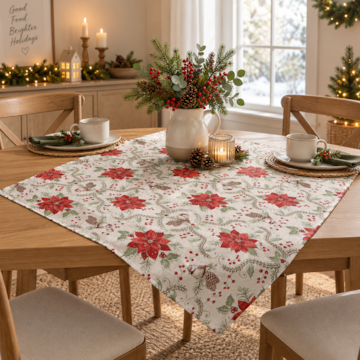 Toalha de Chá / Centro de Mesa Dohler Jardim de Natal com Efeito Brilho 78cm x 78cm