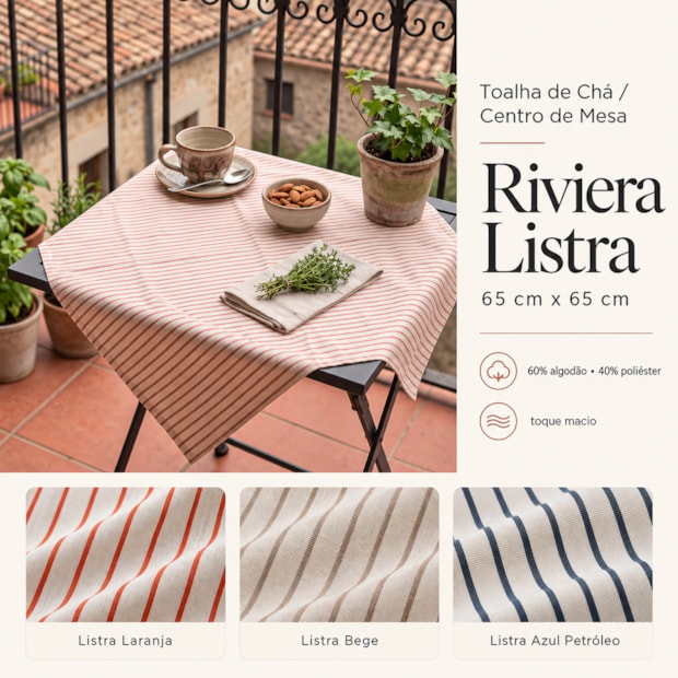 Toalha de Chá / Centro de Mesa Riviera Listra 65cm x 65cm (1 peça)