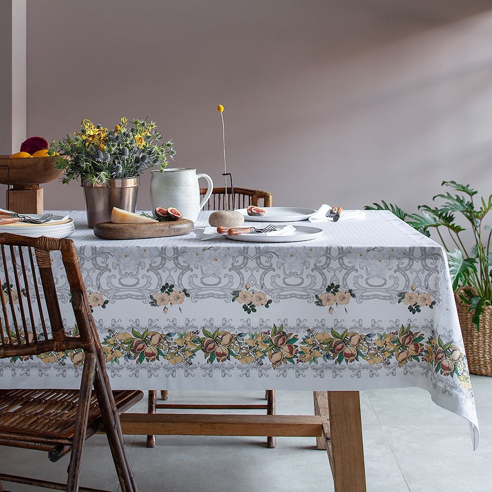 Toalha de Mesa Quadrada Buddemeyer Premier Artemis Antimanchas 100% Algodão 8 Lugares 1,80m x 1,80m