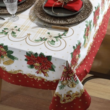 Toalha de Mesa Quadrada Dohler Athenas Clássicos de Natal 4 Lugares 1,40m x 1,40m