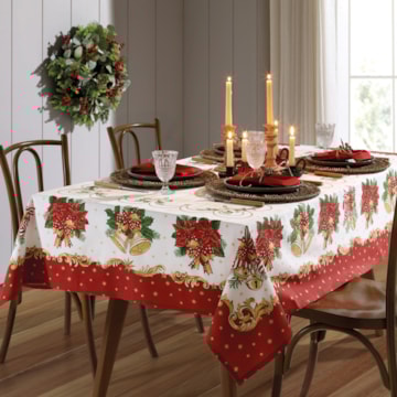 Toalha de Mesa Quadrada Dohler Athenas Clássicos de Natal 4 Lugares 1,40m x 1,40m