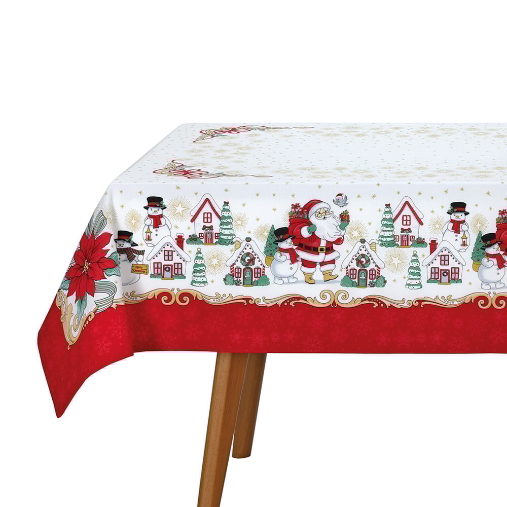Toalha de Mesa Quadrada Dohler Athenas Natal Amigos do Noel 4 Lugares 1,40m x 1,40m