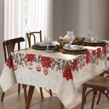Toalha de Mesa Quadrada Dohler Athenas Postal Natalino 4 Lugares 1,40m x 1,40m