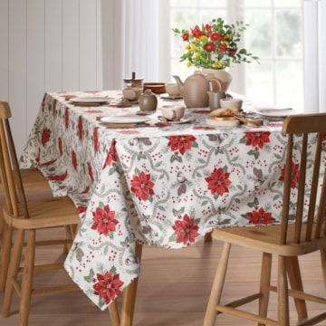 Toalha de Mesa Quadrada Dohler Celebra Jardim de Natal com Efeito Brilho 4 Lugares 1,60m x 1,60m