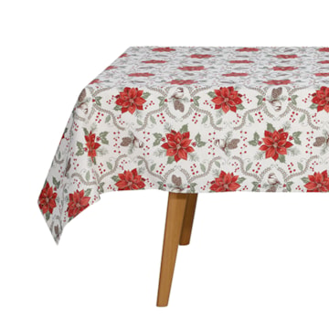 Toalha de Mesa Quadrada Dohler Celebra Jardim de Natal com Efeito Brilho 4 Lugares 1,60m x 1,60m