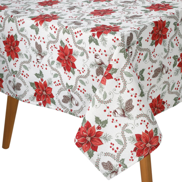 Toalha de Mesa Quadrada Dohler Celebra Jardim de Natal com Efeito Brilho 4 Lugares 1,60m x 1,60m