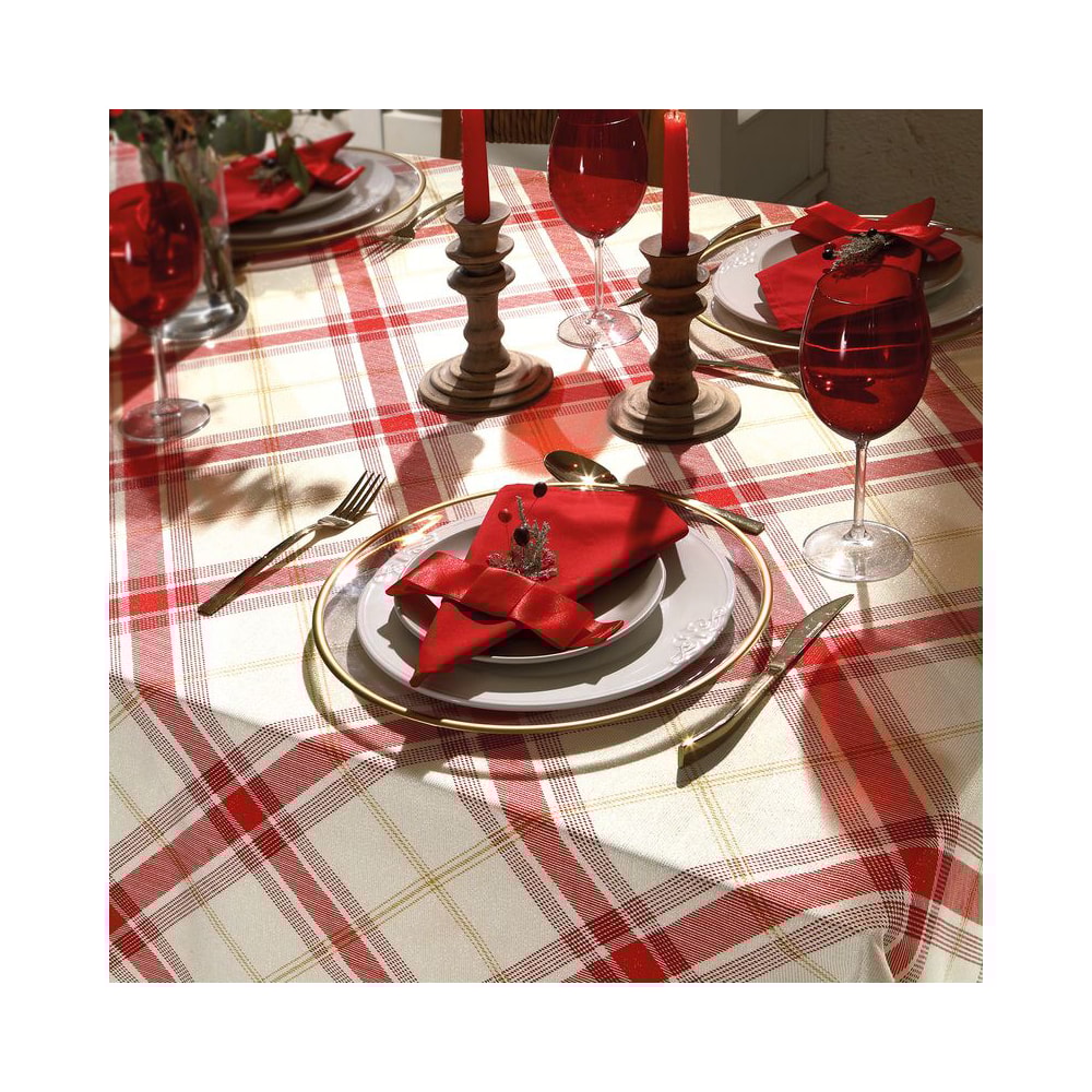 Toalha de Mesa Quadrada Dohler Celebra Natal Xadrez 4 Lugares 1,60m X 1,60m