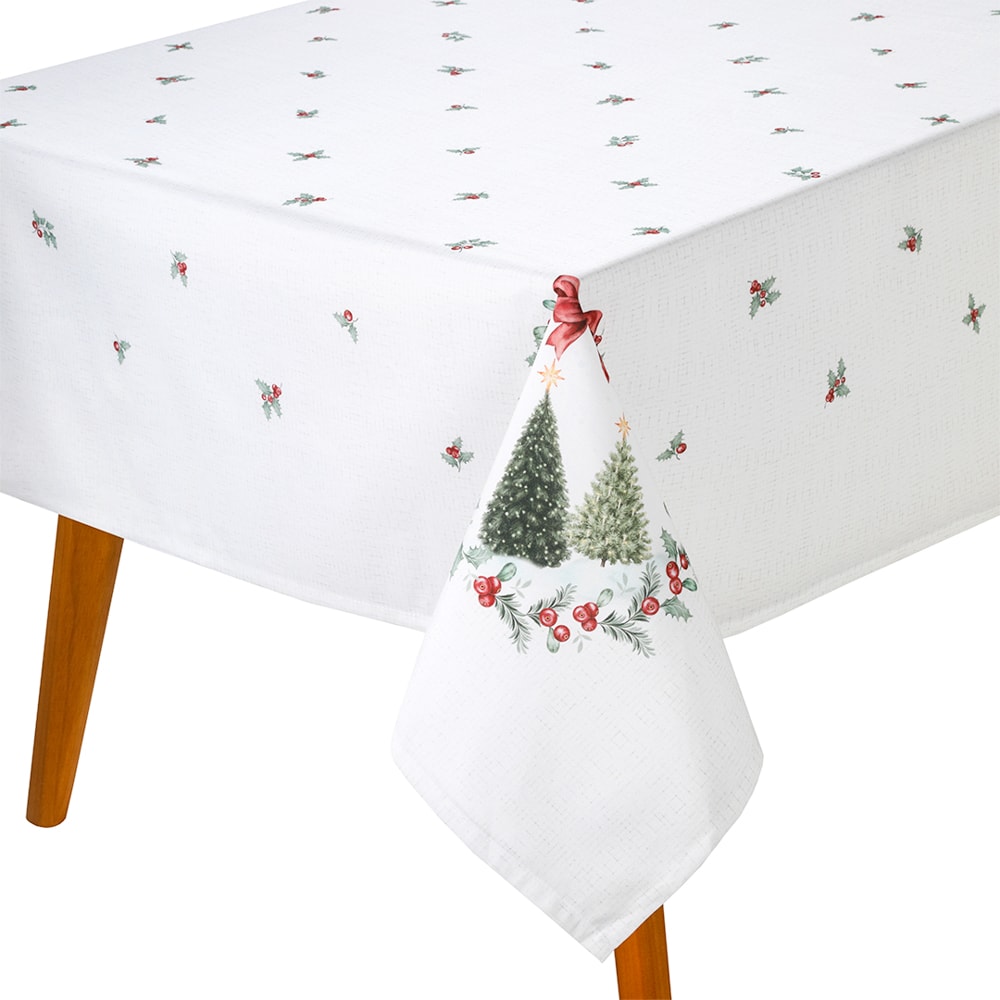Toalha de Mesa Quadrada Dohler Clean Estampado Digital Bosque de Natal 4 Lugares 1,40m x 1,40m