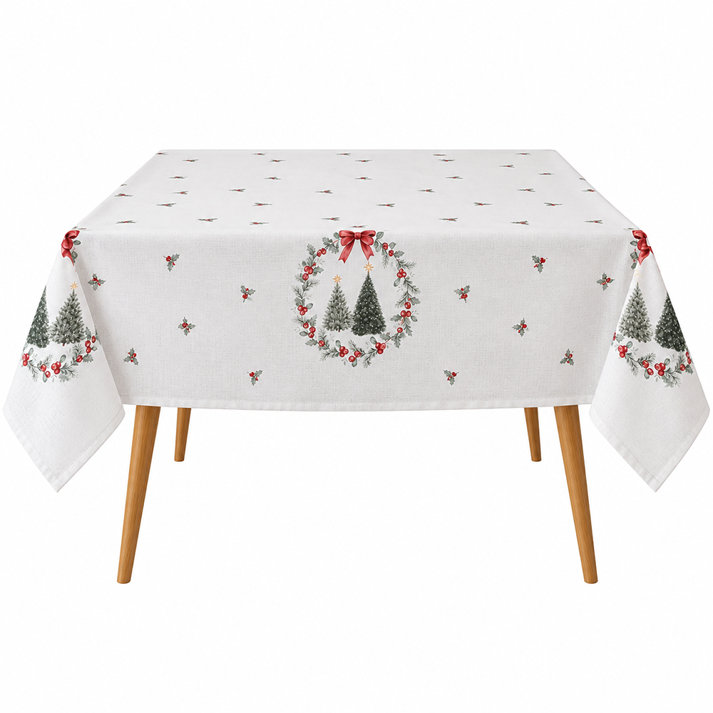 Toalha de Mesa Quadrada Dohler Clean Estampado Digital Bosque de Natal 8 Lugares 1,80m x 1,80m