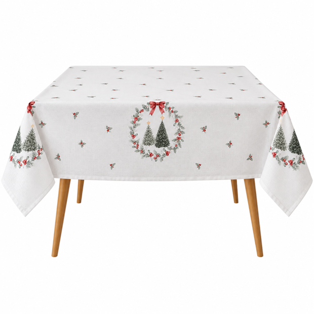 Toalha de Mesa Quadrada Dohler Clean Estampado Digital Bosque de Natal 8 Lugares 1,80m x 1,80m