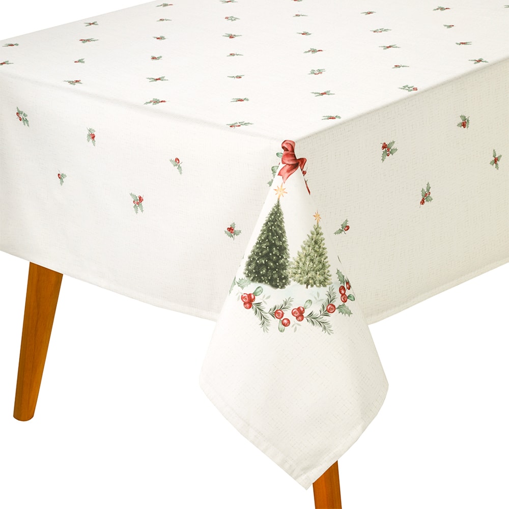 Toalha de Mesa Quadrada Dohler Clean Estampado Digital Bosque de Natal 8 Lugares 1,80m x 1,80m
