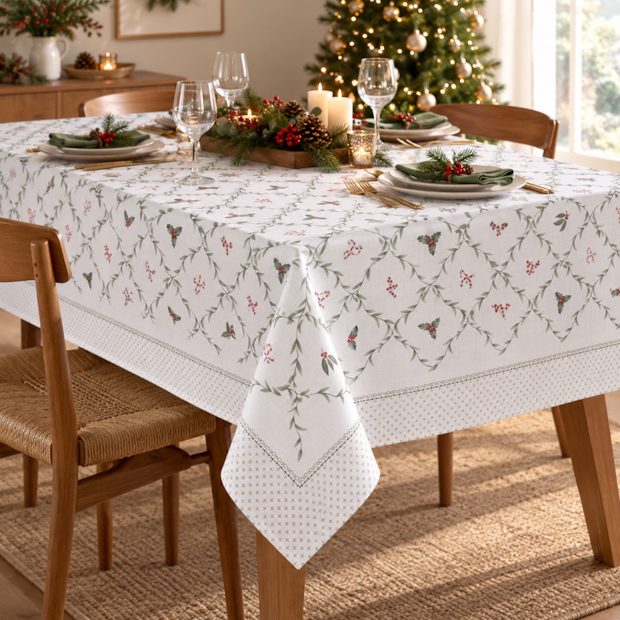 Toalha de Mesa Quadrada Dohler Clean Estampado Digital Trama Natalina 4 Lugares 1,40m x 1,40m