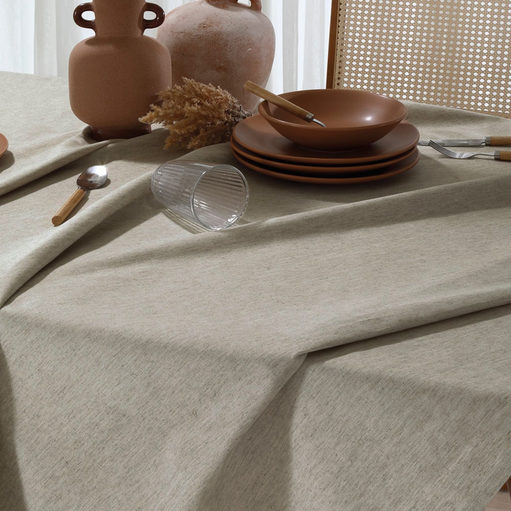 Toalha de Mesa Quadrada Dohler Clean Linhares Lisa c/ Linho AM-5215 8 Lugares 2,00m x 2,00m