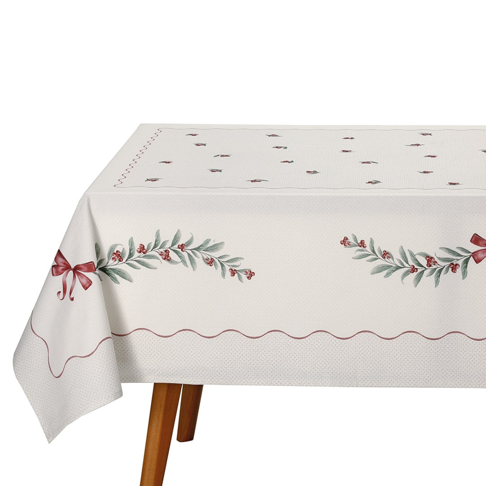 Toalha de Mesa Quadrada Dohler Clean Matisse Estampado Digital Laços de Natal 4 Lugares 1,60m x 1,60m