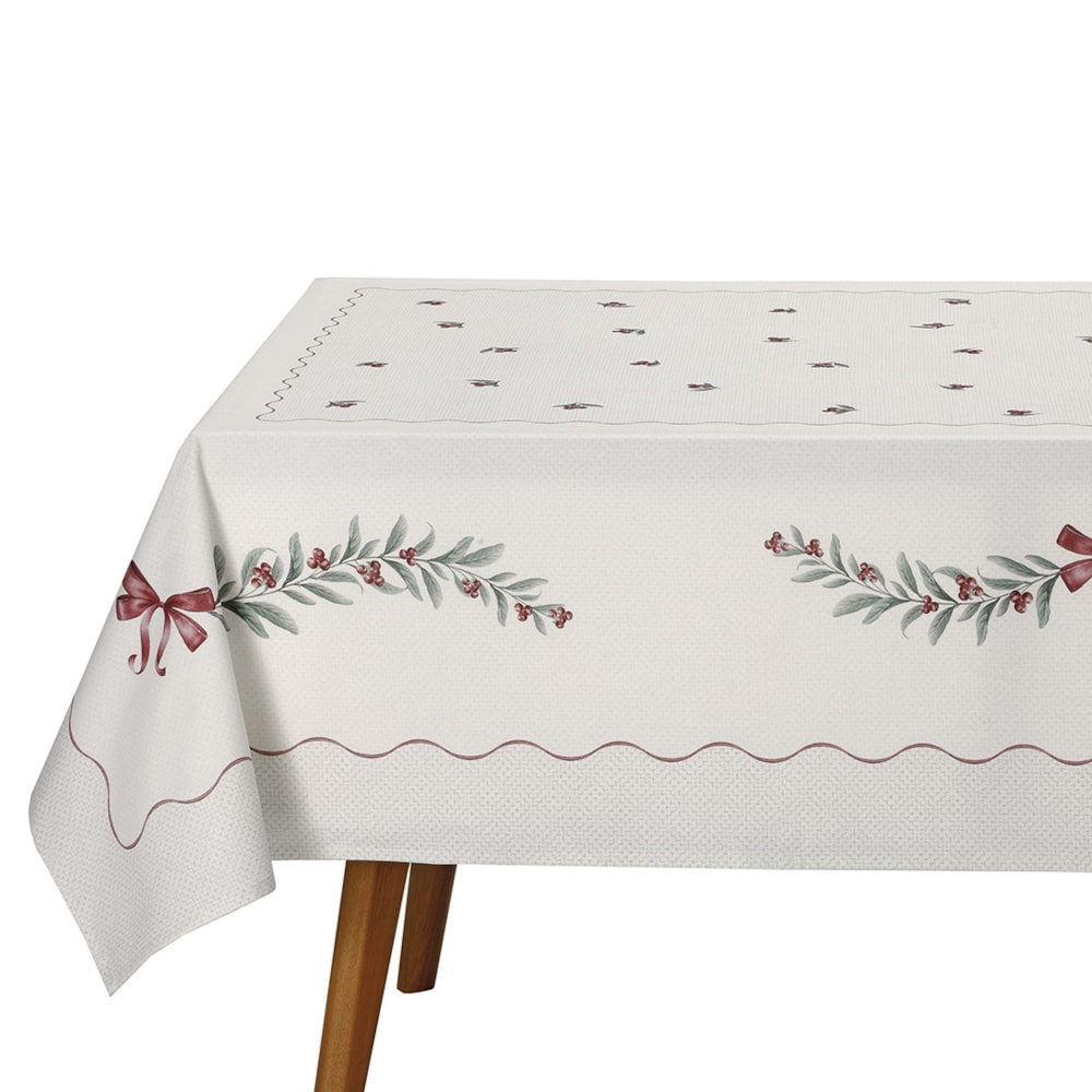 Toalha de Mesa Quadrada Dohler Clean Matisse Estampado Digital Laços de Natal 8 Lugares 2,00m x 2,00m
