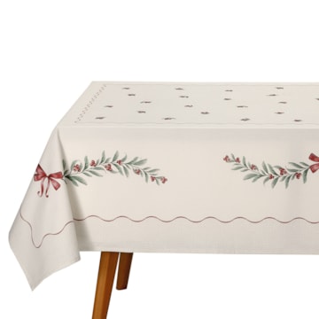 Toalha de Mesa Quadrada Dohler Clean Matisse Estampado Digital Laços de Natal 8 Lugares 2,00m x 2,00m