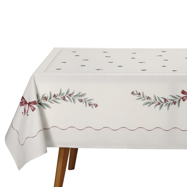 Toalha de Mesa Quadrada Dohler Clean Matisse Estampado Digital Laços de Natal 8 Lugares 2,00m x 2,00m