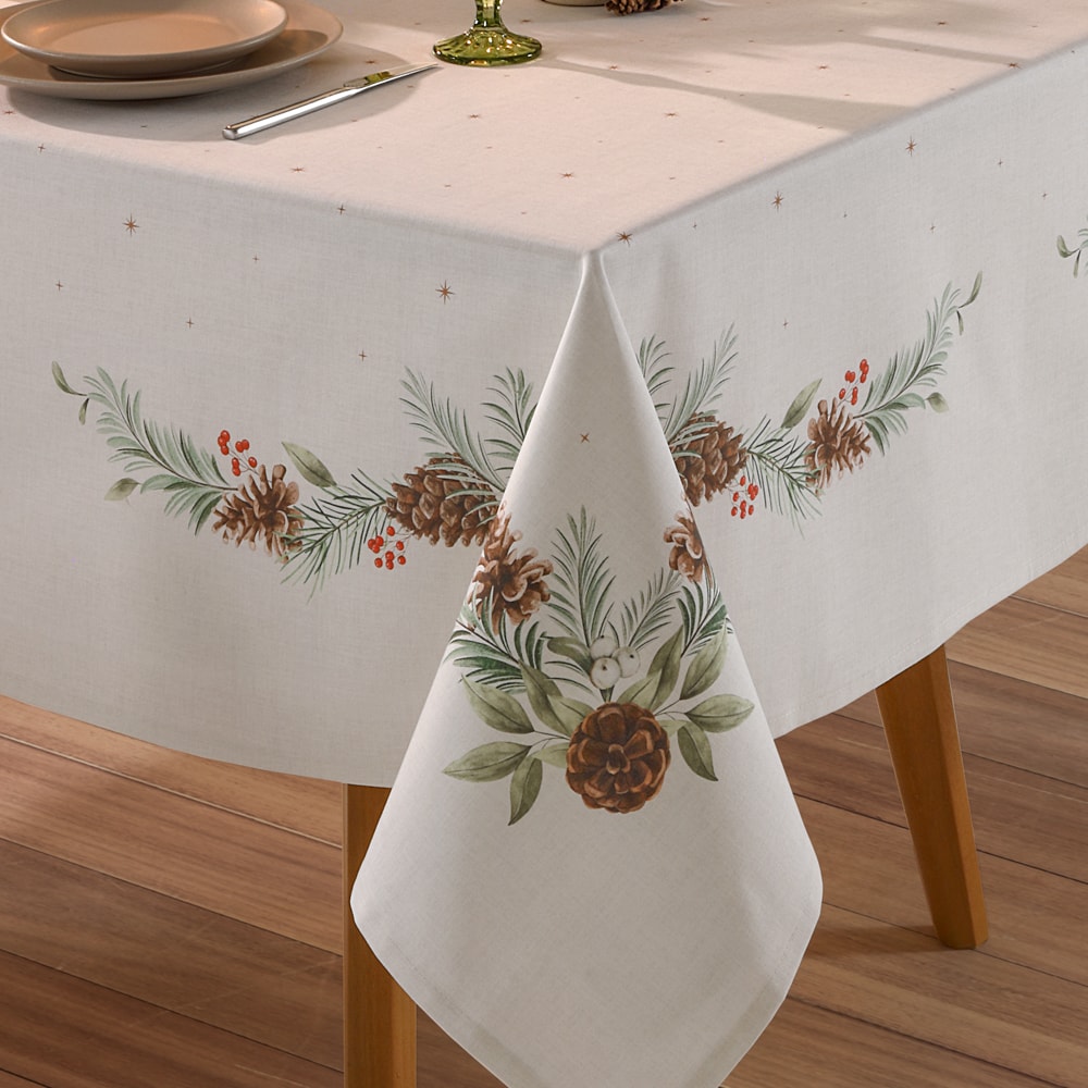 Toalha de Mesa Quadrada Dohler Clean Matisse Estampado Digital Natal Campestre 4 Lugares 1,60m x 1,60m