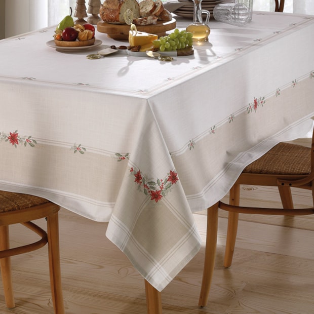 Toalha de Mesa Quadrada Dohler Clean Matisse Estampado Digital Ramos de Natal 4 Lugares 1,60m x 1,60m