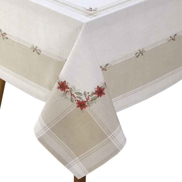 Toalha de Mesa Quadrada Dohler Clean Matisse Estampado Digital Ramos de Natal 8 Lugares 2,00m x 2,00m