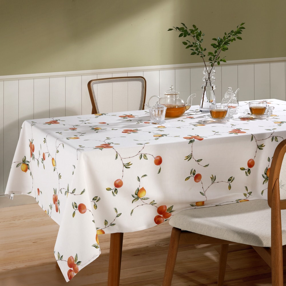 Toalha de Mesa Quadrada Dohler Clean Pêssegos 4 Lugares 1,40m x 1,40m