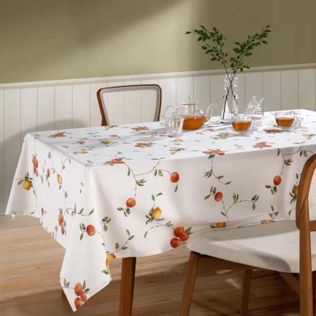 Toalha de Mesa Quadrada Dohler Clean Pêssegos 4 Lugares 1,40m x 1,40m